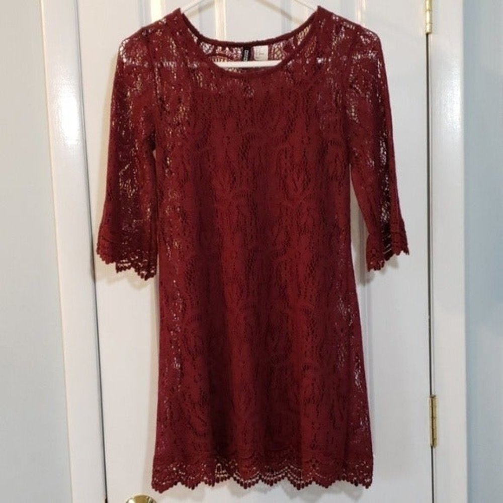 Boho Crochet Lace Overlay Mini Dress